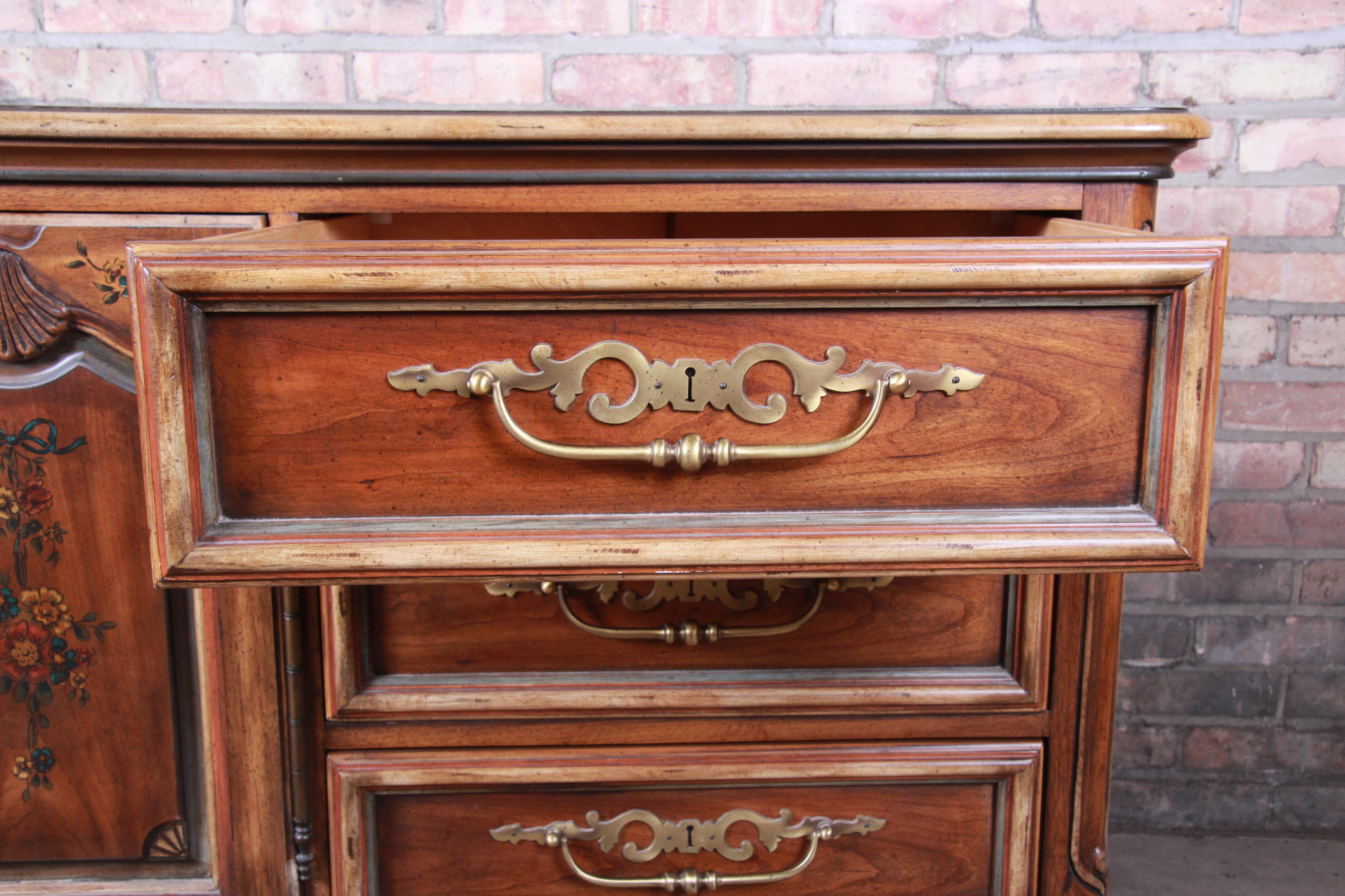 Drexel Heritage French Provincial Louis XV Carved Walnut Dresser or Credenza 2