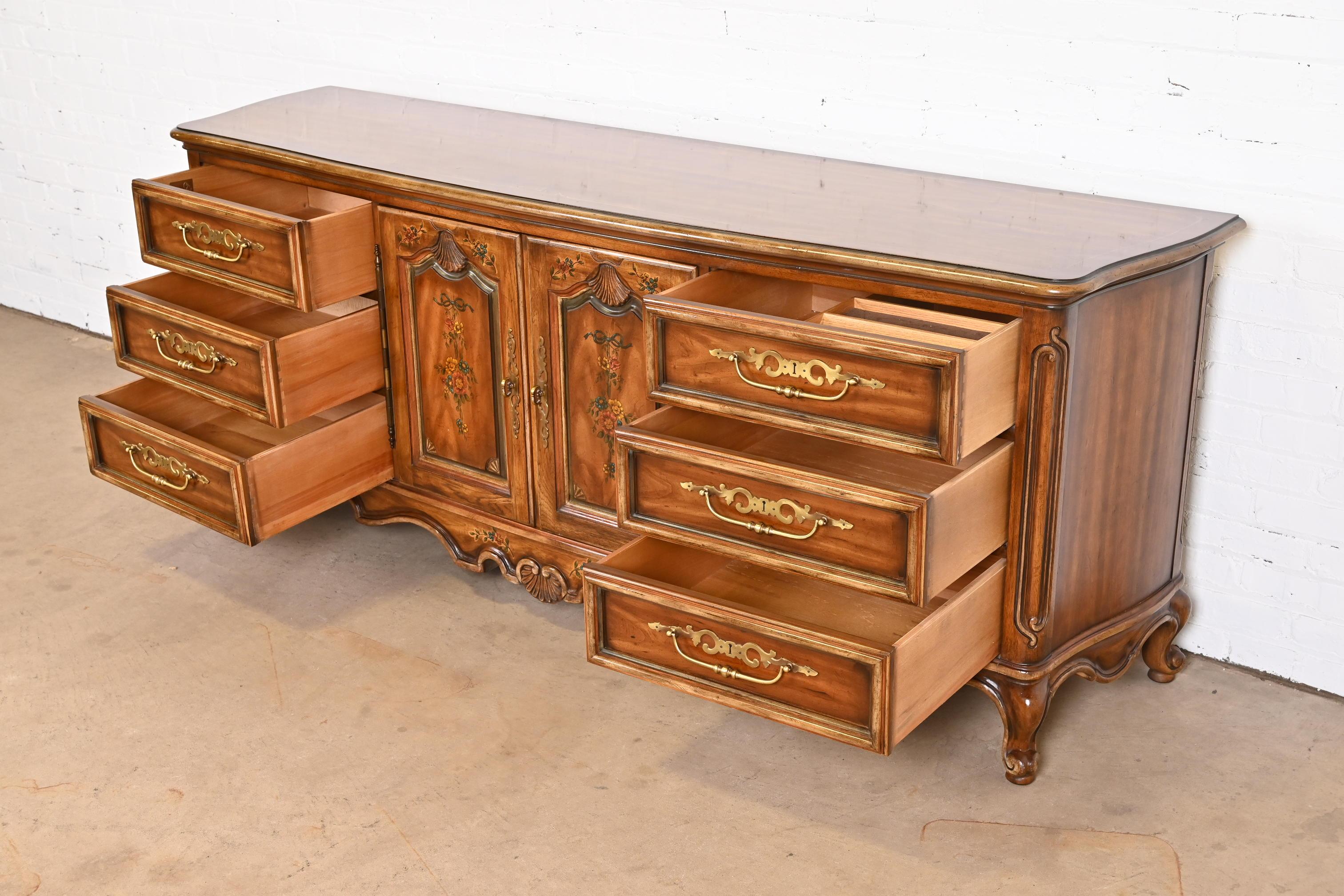 Drexel Heritage French Provincial Louis XV Carved Walnut Dresser or Credenza For Sale 2