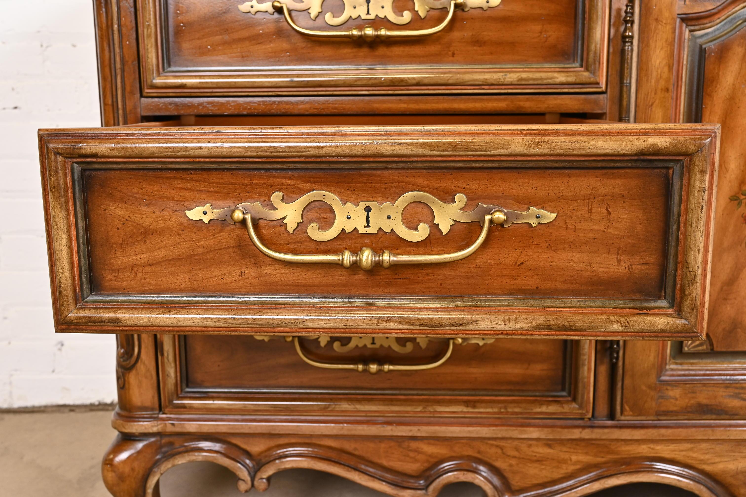 Drexel Heritage French Provincial Louis XV Carved Walnut Dresser or Credenza For Sale 3