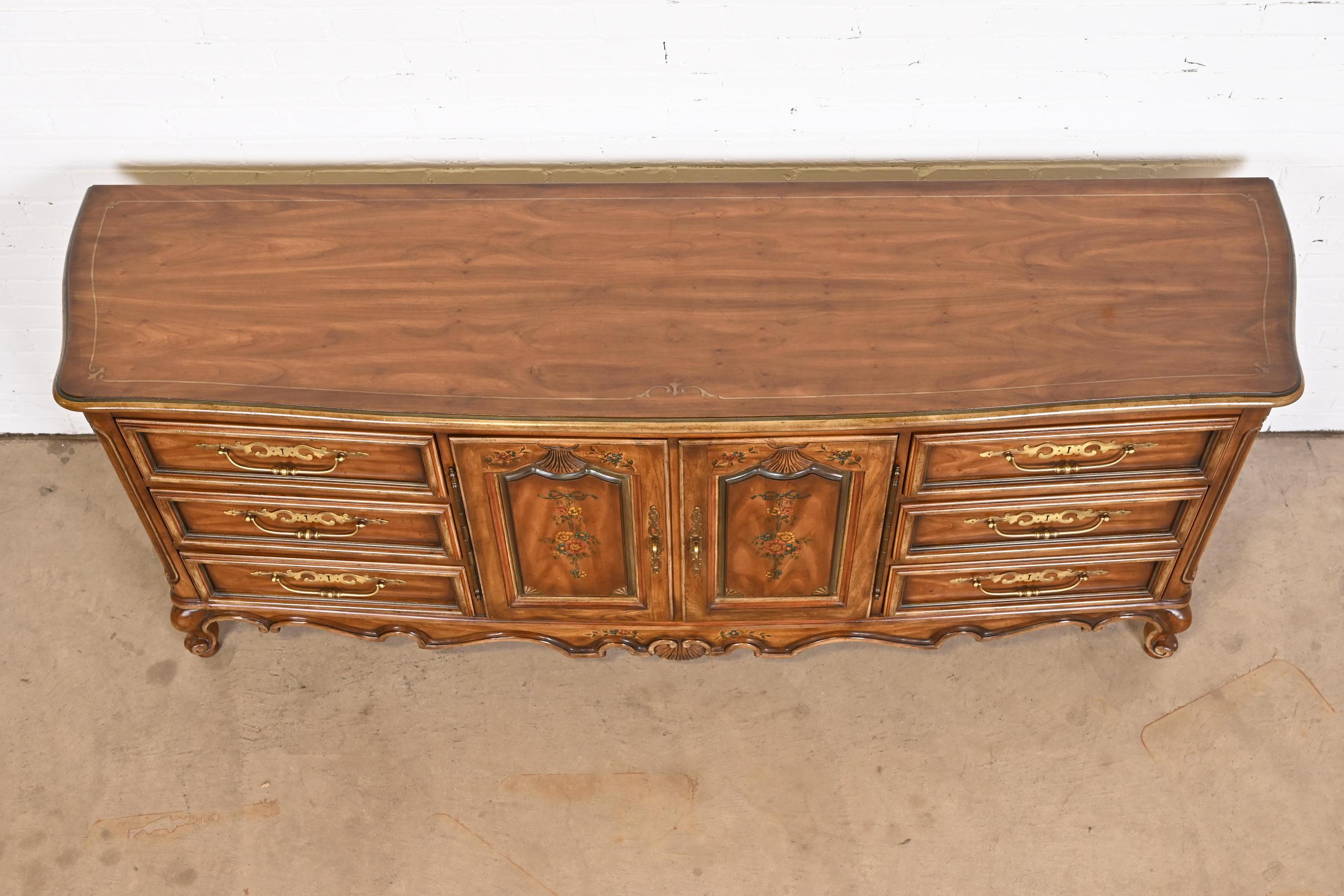 Drexel Heritage French Provincial Louis XV Carved Walnut Dresser or Credenza For Sale 8
