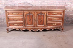 Drexel Heritage French Provincial Louis XV Carved Walnut Dresser or Credenza