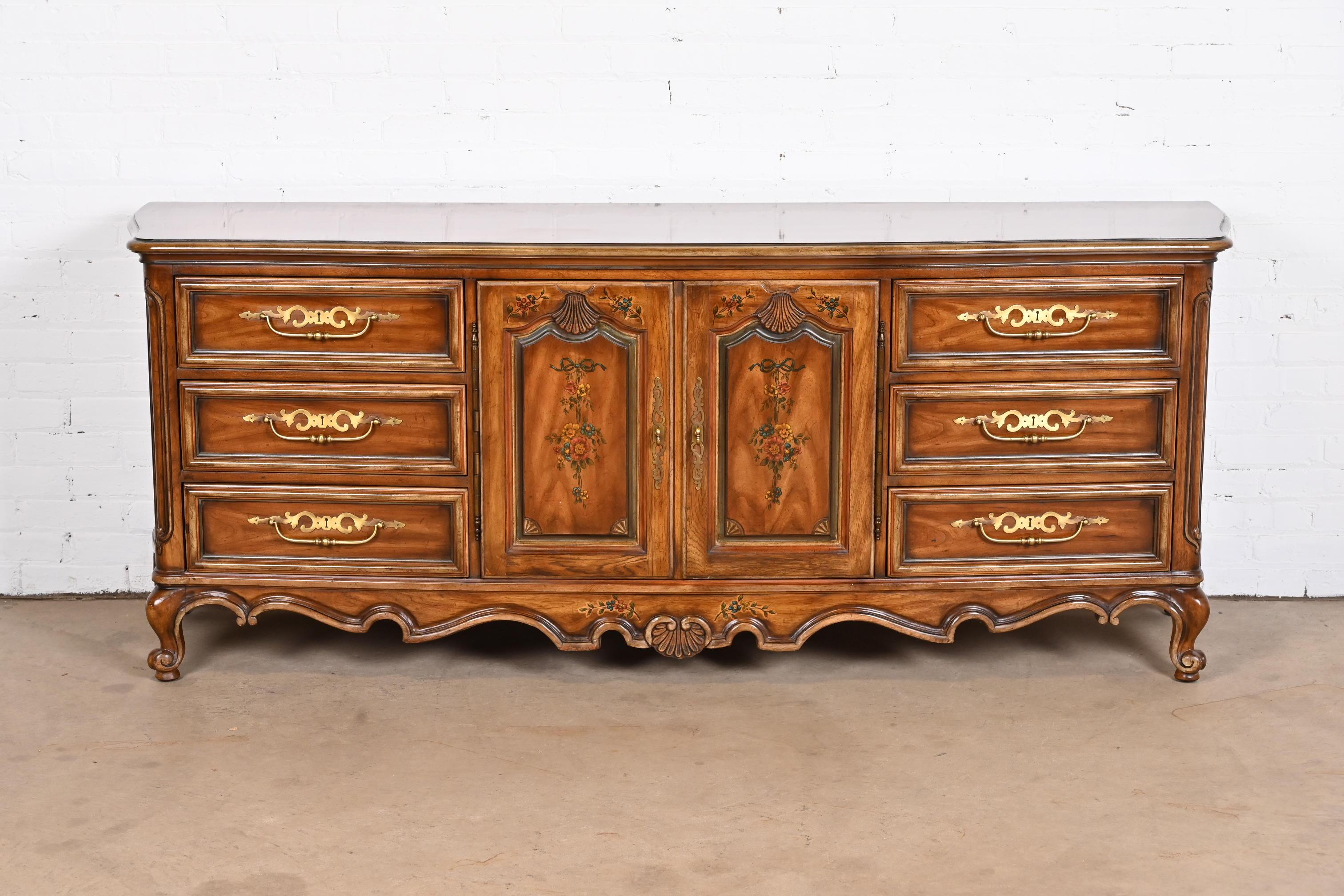 A gorgeous French Provincial Louis XV style long dresser or credenza.

By Drexel Heritage, 