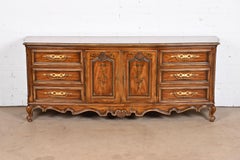 Drexel Heritage French Provincial Louis XV Carved Walnut Dresser or Credenza