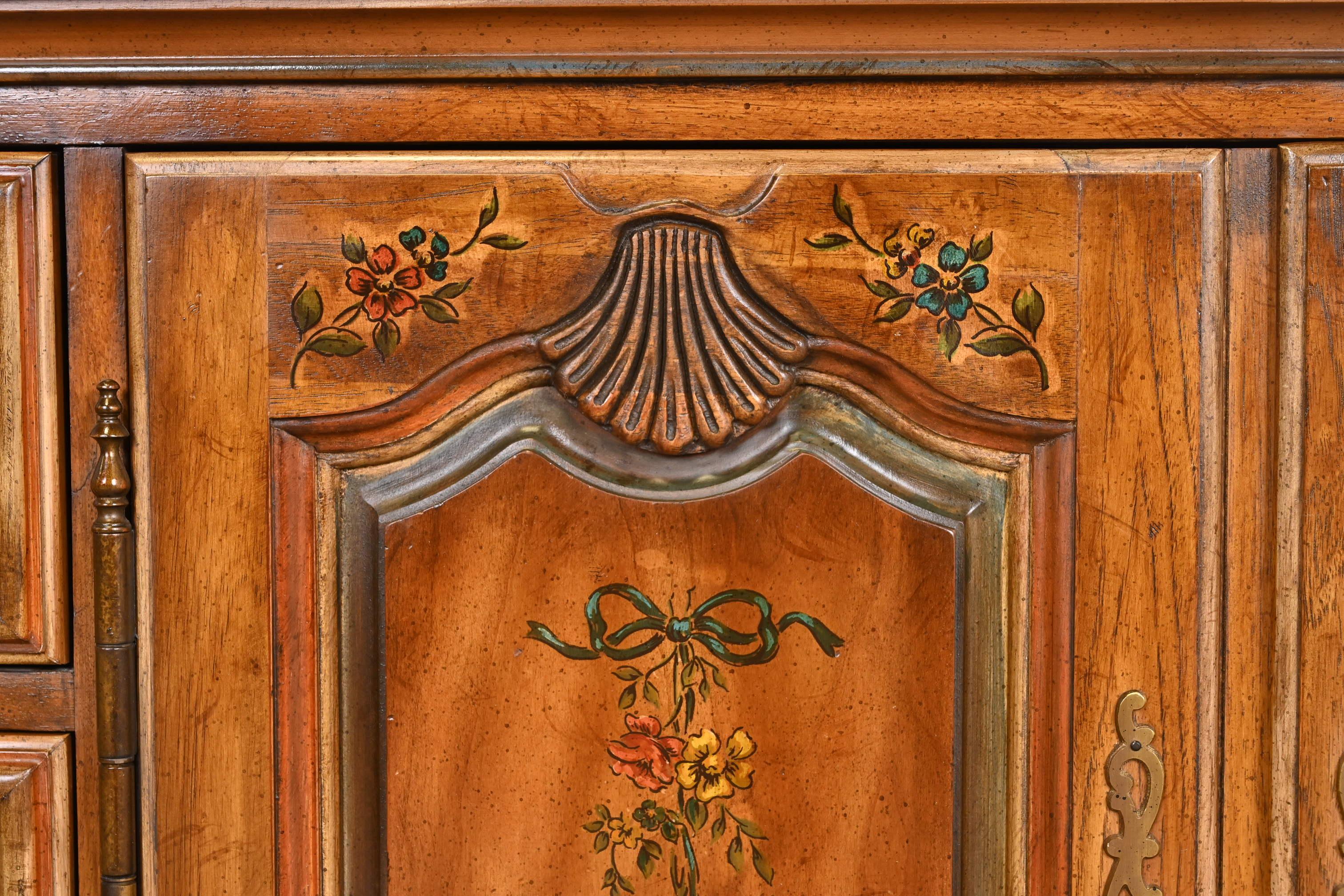 Drexel Heritage French Provincial Louis XV Carved Walnut Dresser or Credenza In Good Condition For Sale In South Bend, IN