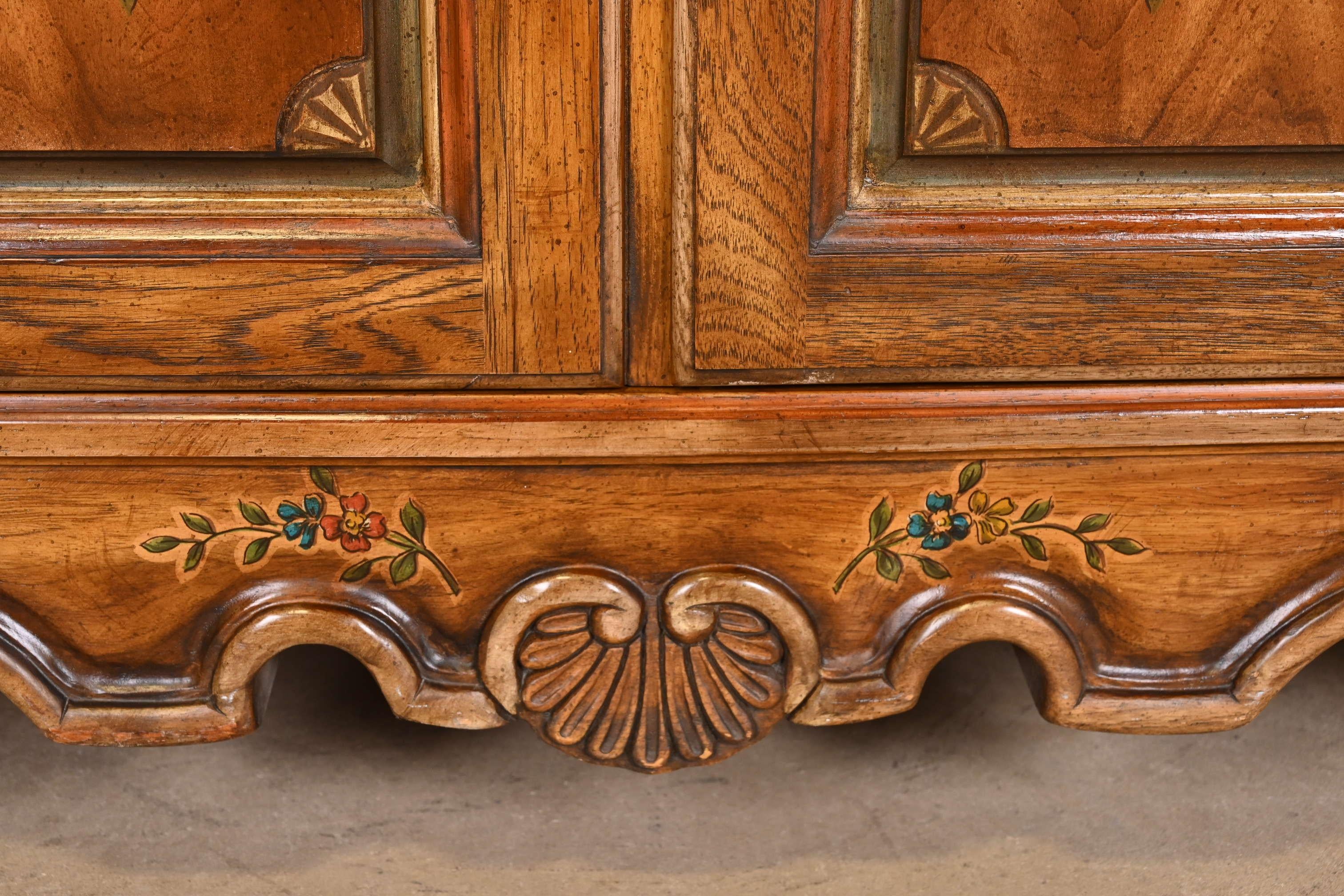 Late 20th Century Drexel Heritage French Provincial Louis XV Carved Walnut Dresser or Credenza For Sale