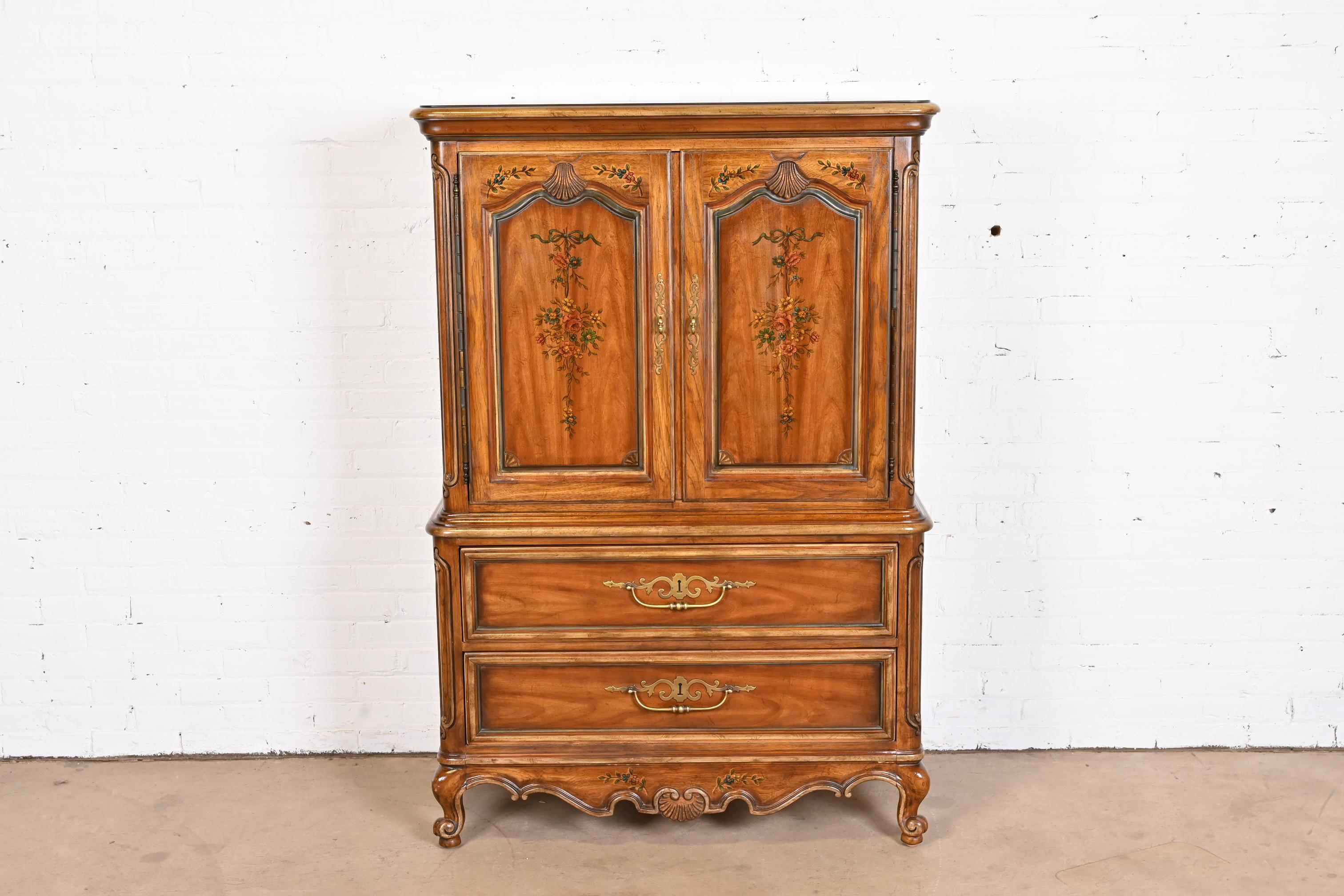 American Drexel Heritage French Provincial Louis XV Carved Walnut Gentleman's Chest