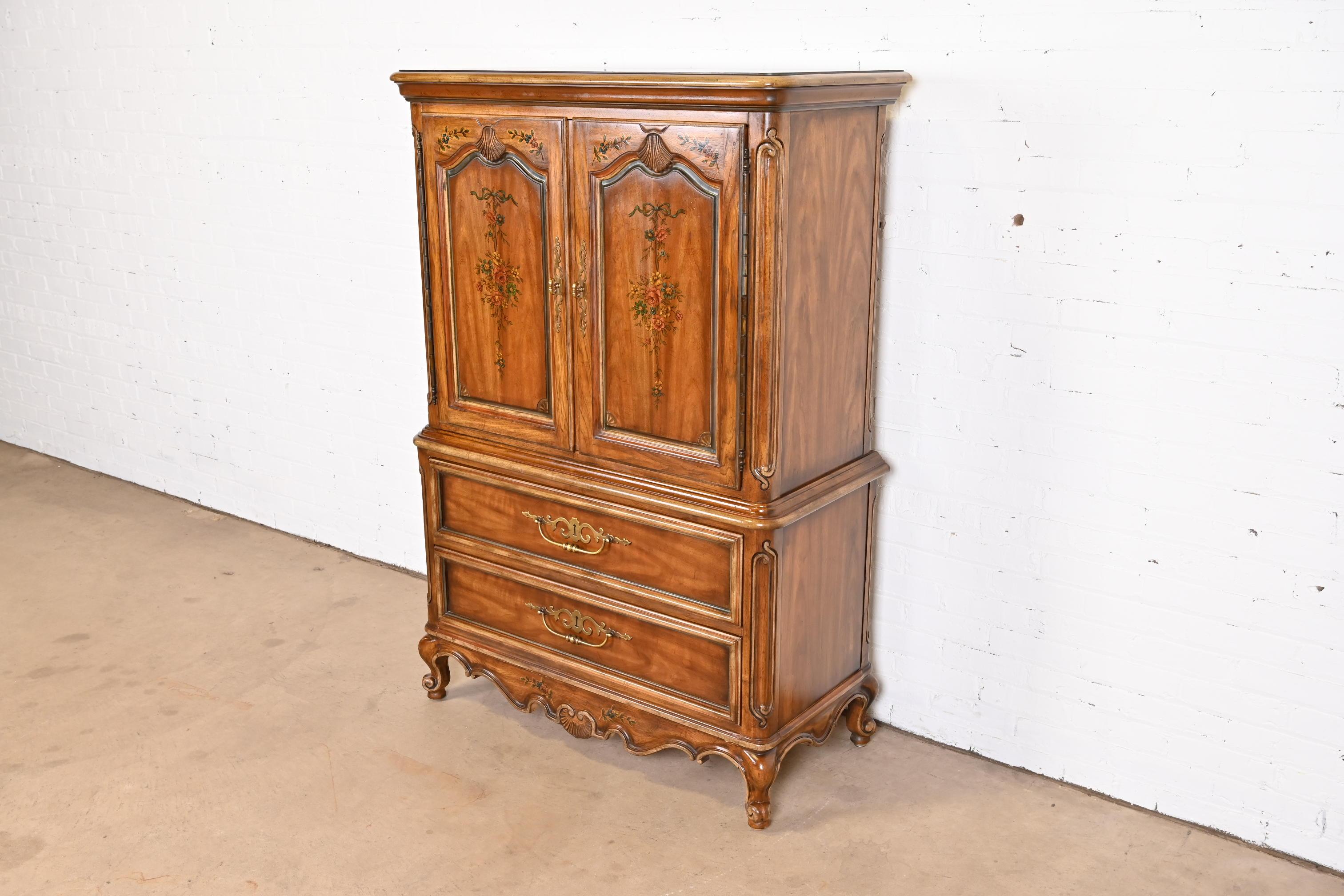 Late 20th Century Drexel Heritage French Provincial Louis XV Carved Walnut Gentleman's Chest