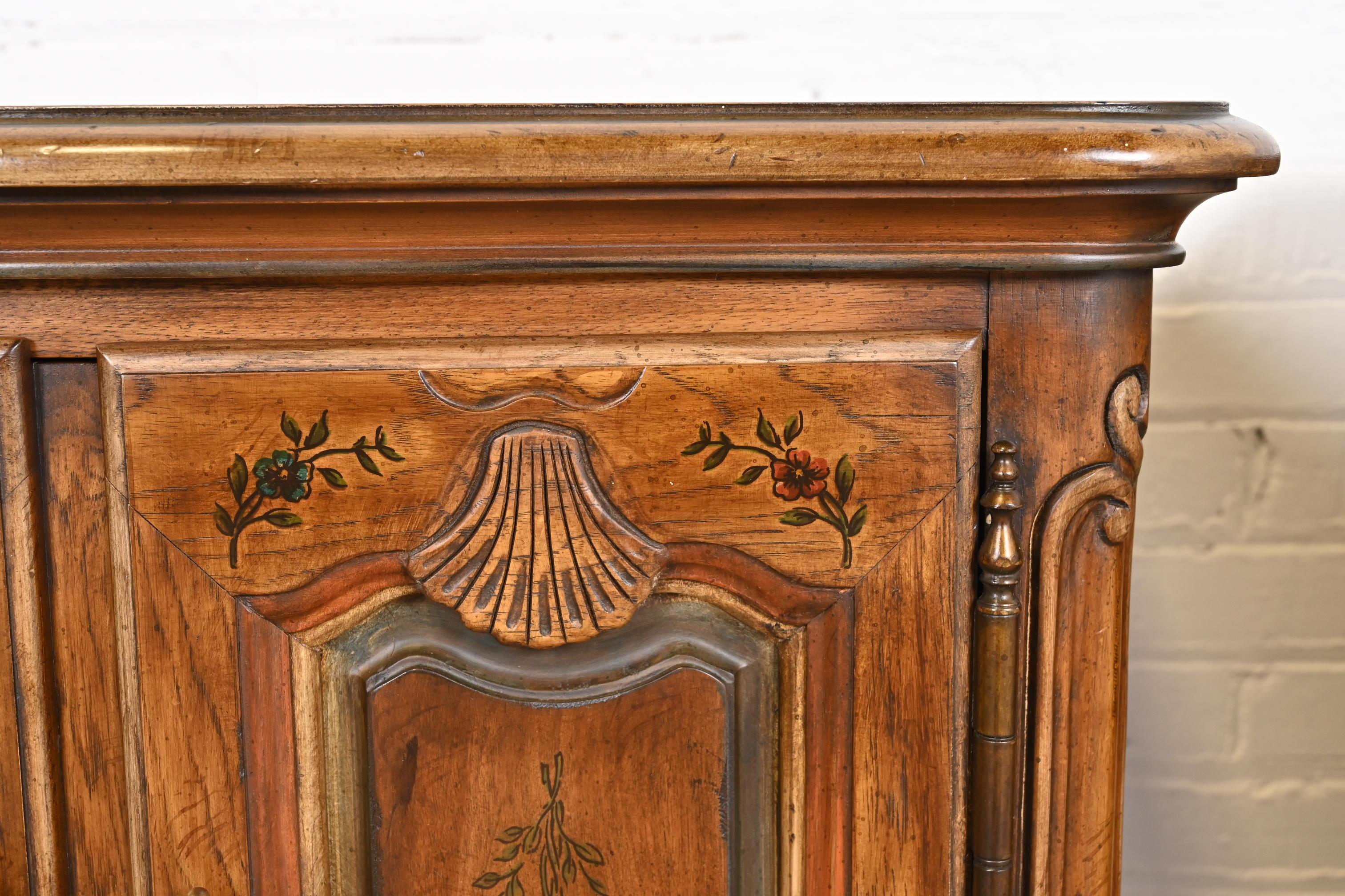 Drexel Heritage French Provincial Louis XV Carved Walnut Nightstands, Pair 1