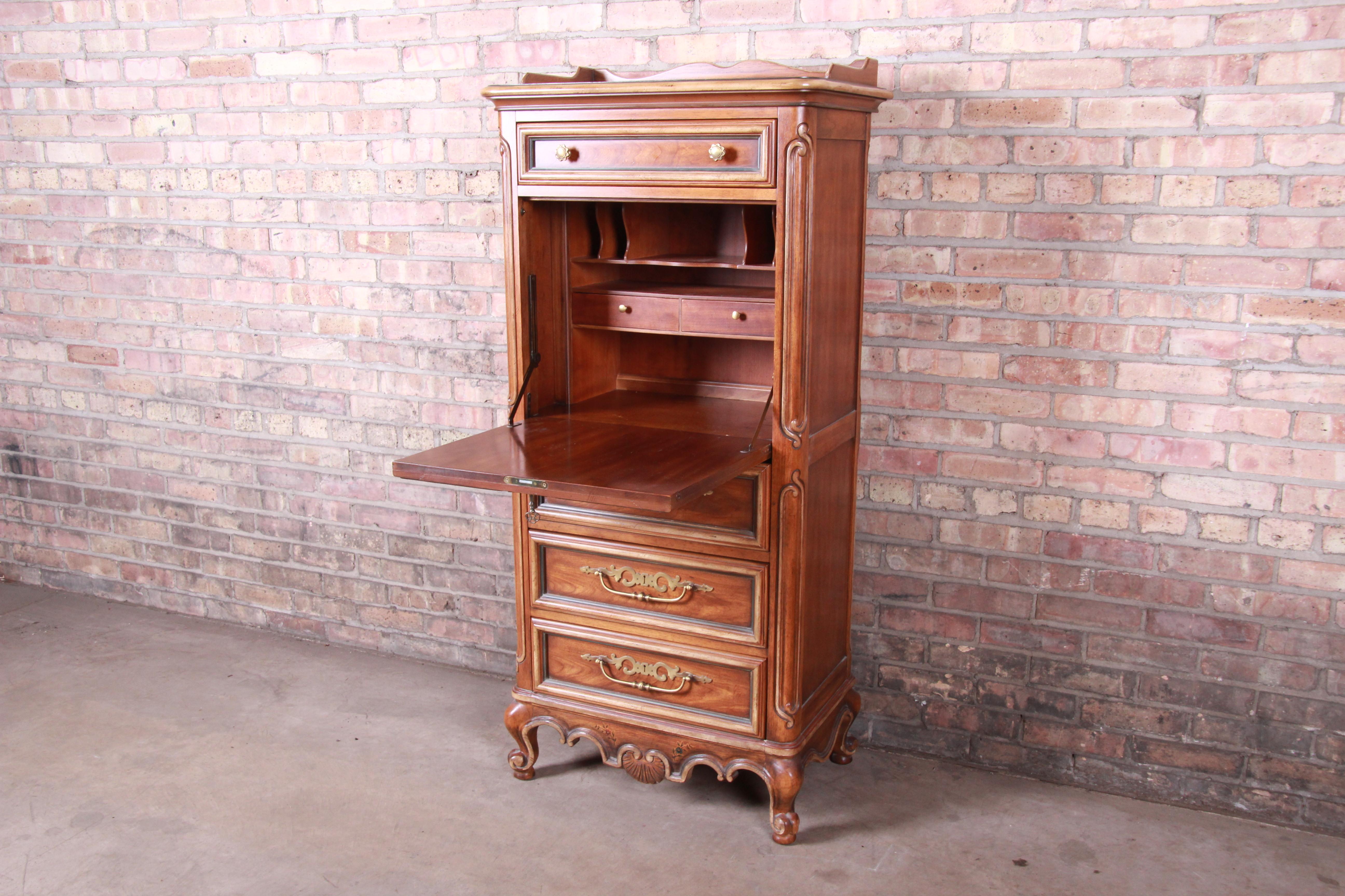 Drexel Heritage French Provincial Louis XV Carved Walnut Secrétaire À Abattant 2