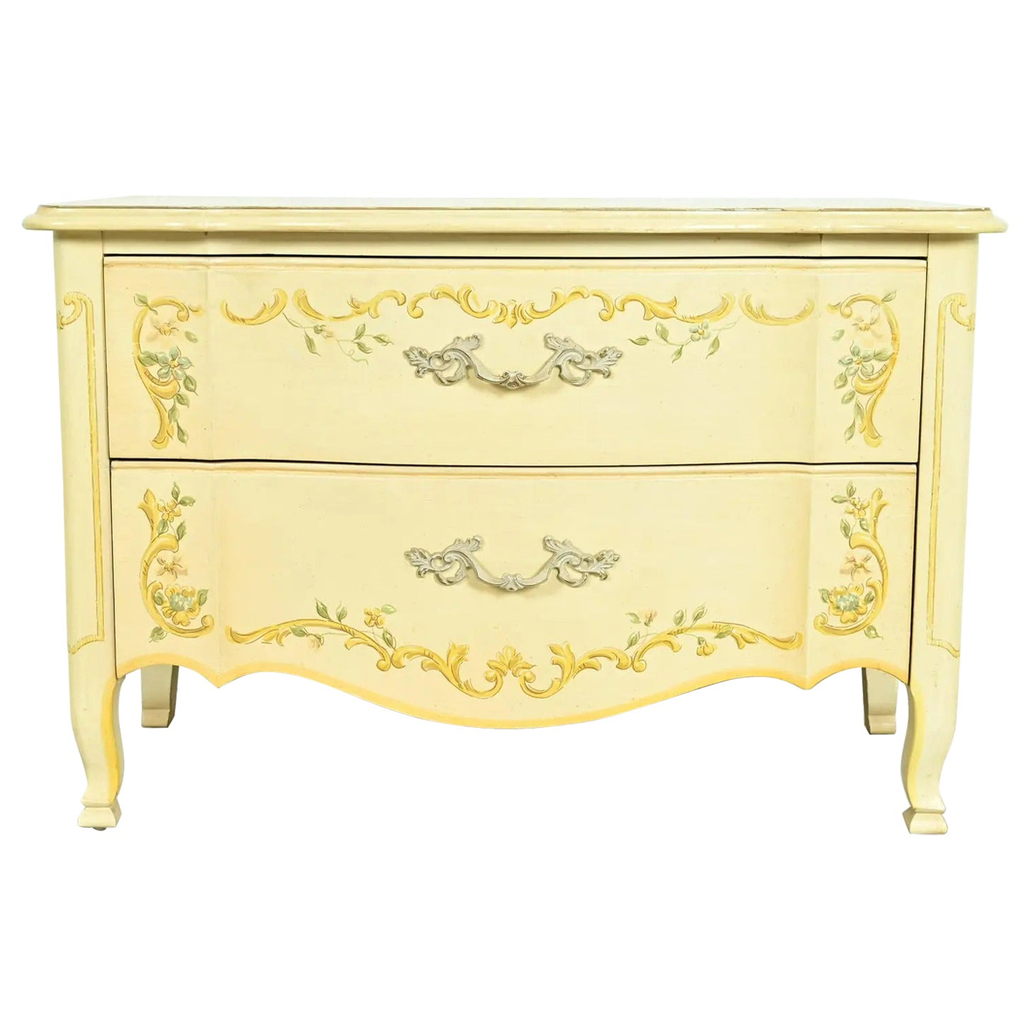Drexel Heritage French Provincial Louis XV Cream Lacquered Commode