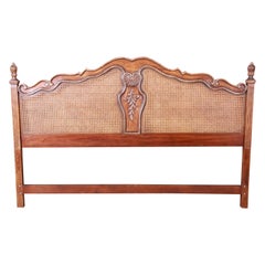 Drexel Heritage French Provincial Louis XV Walnut and Cane King Size Headboard (Tête de lit)