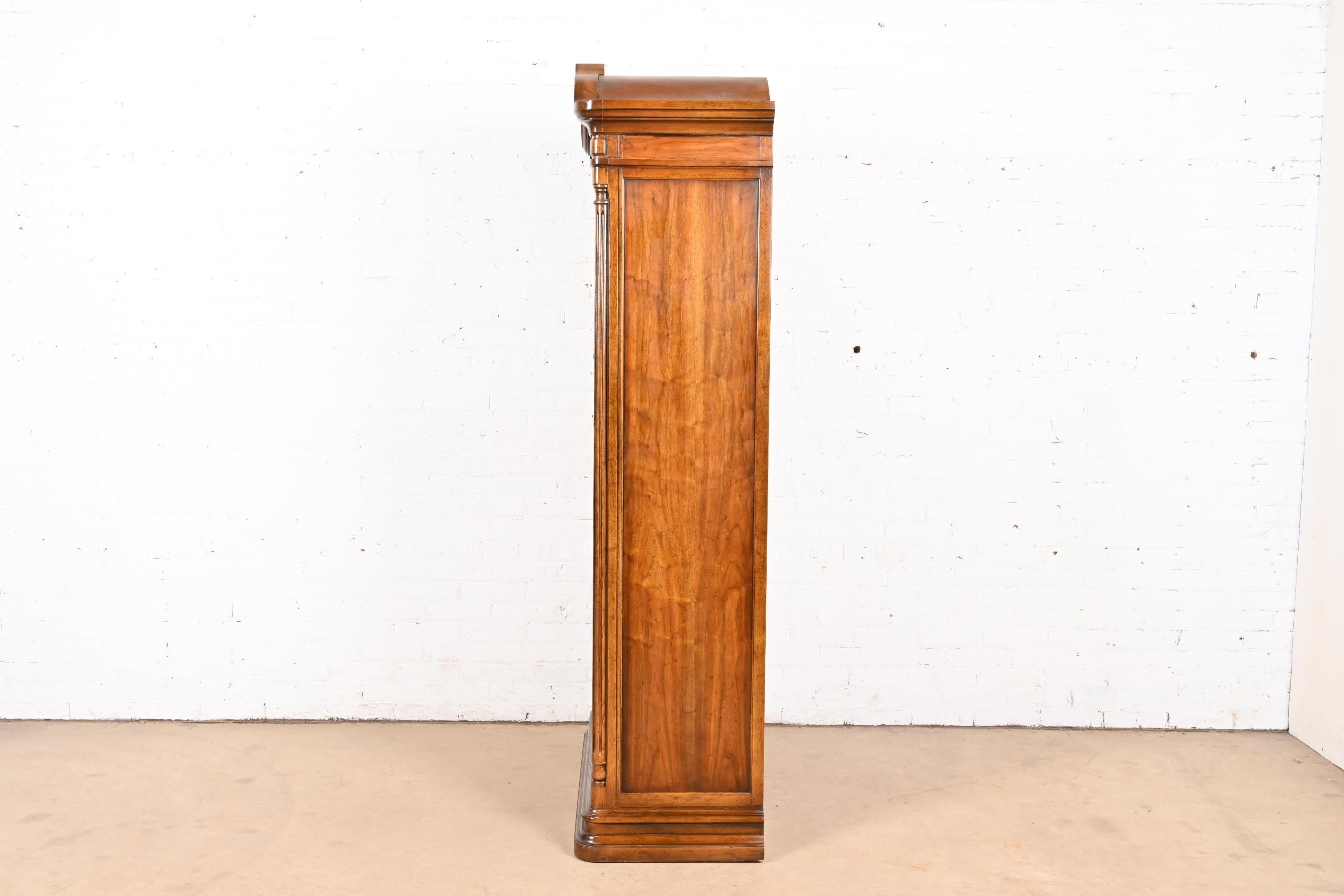 Drexel Heritage French Regency Louis XVI Carved Burled Walnut Armoire Dresser For Sale 4