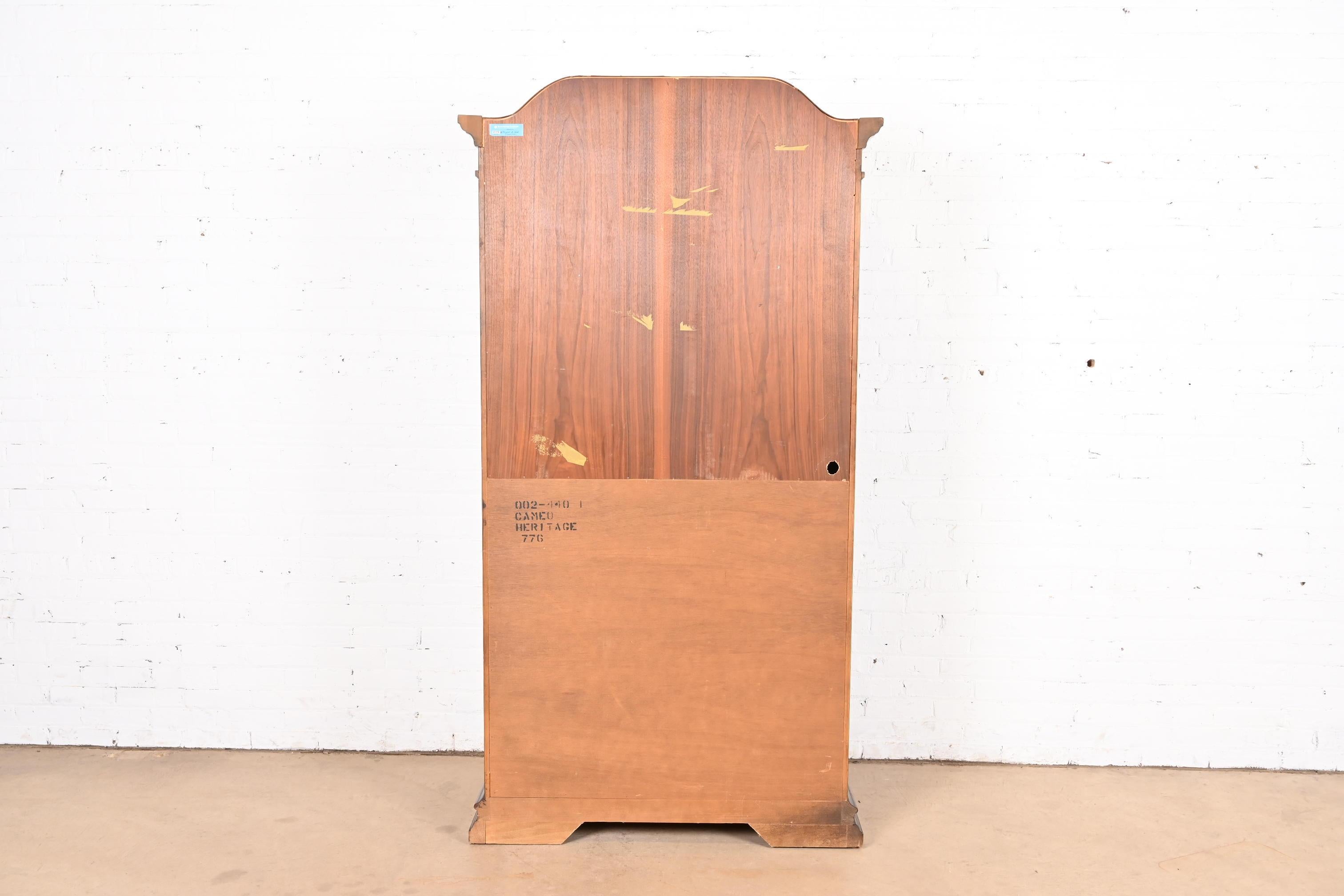 Drexel Heritage French Regency Louis XVI Carved Burled Walnut Armoire Dresser For Sale 5