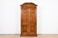 Drexel Heritage French Regency Louis XVI Carved Burled Walnut Armoire Dresser