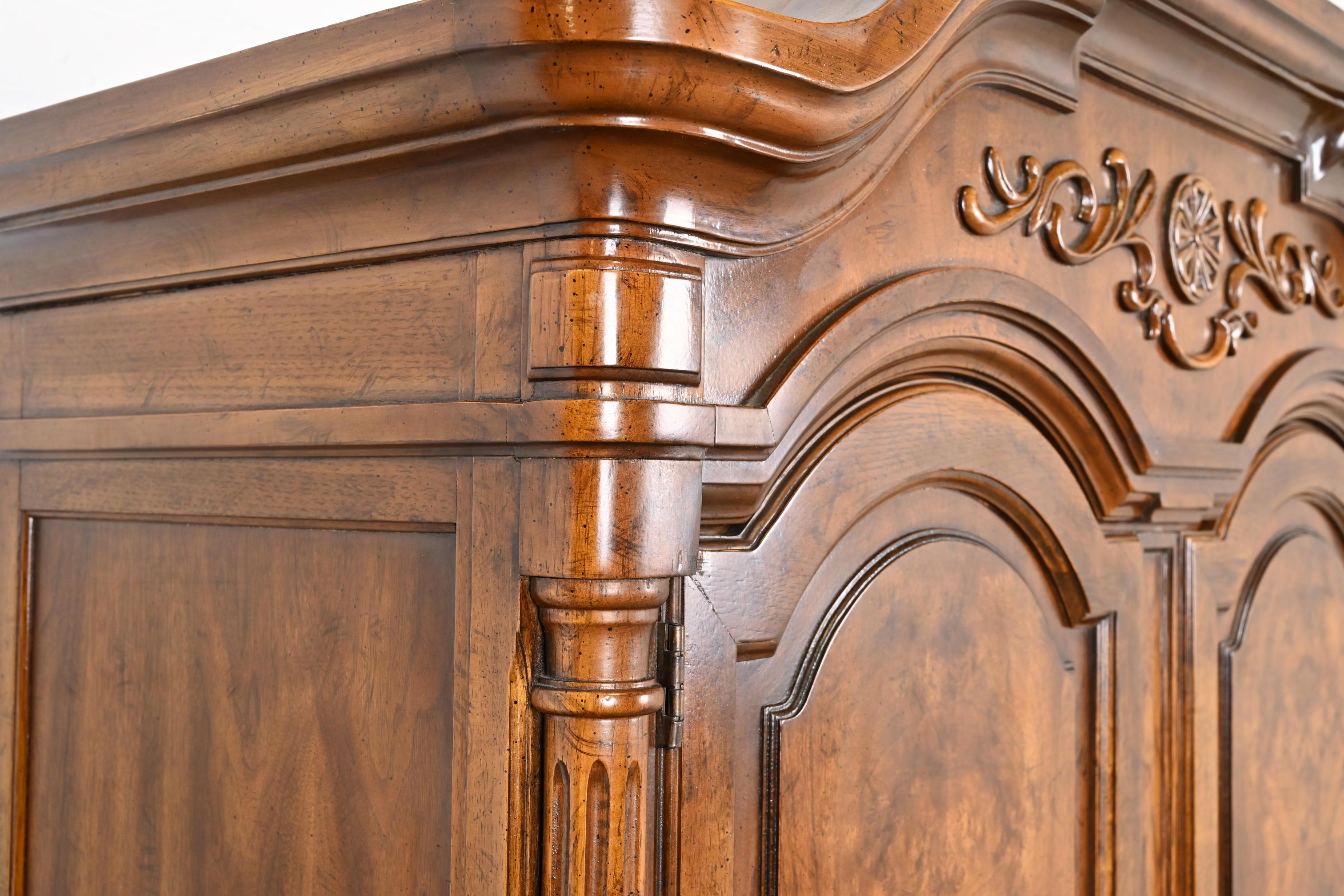Drexel Heritage French Regency Louis XVI Carved Burled Walnut Armoire Dresser For Sale 3