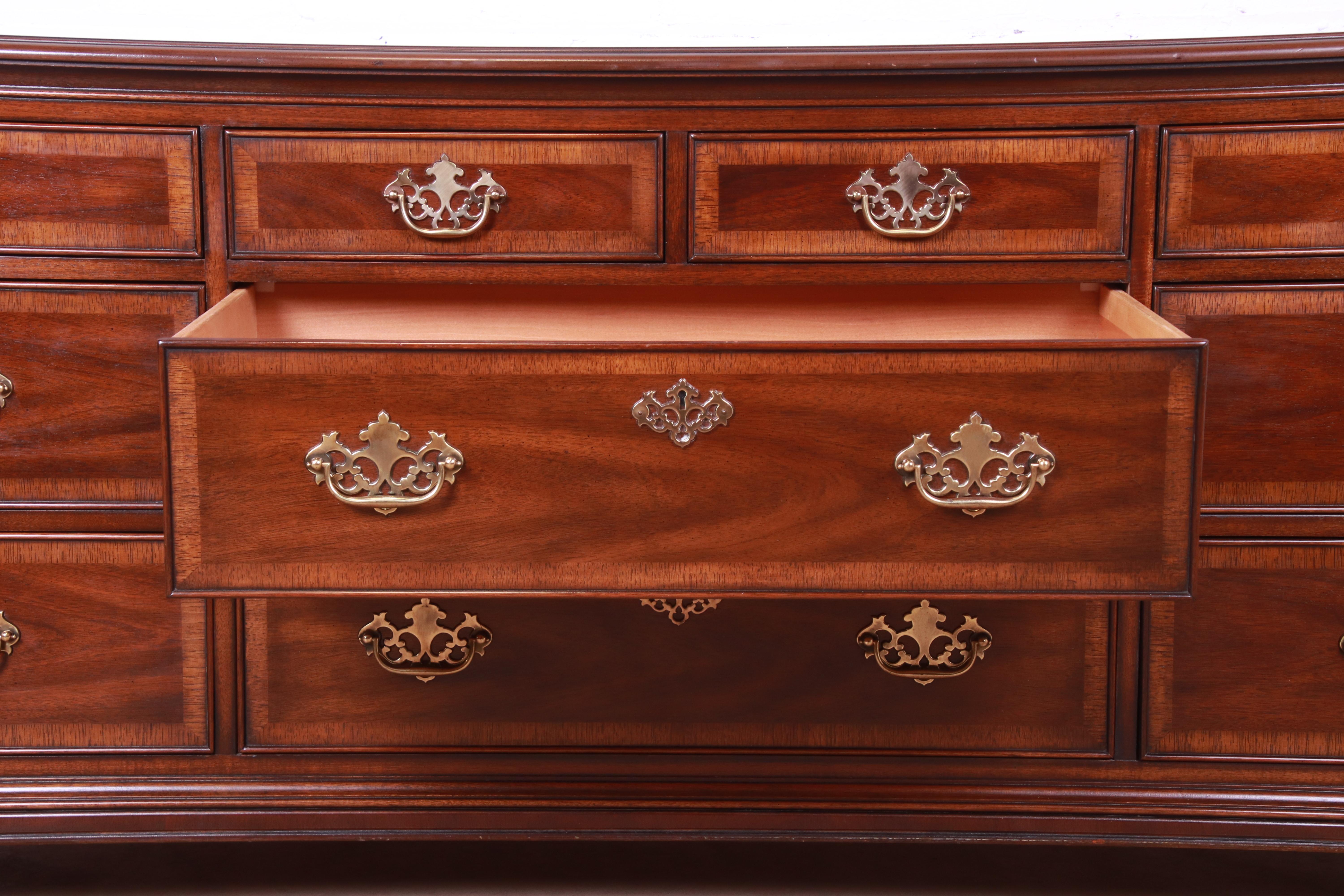 Drexel Heritage Georgian Banded Mahogany Ten-Drawer Dresser or Credenza 1