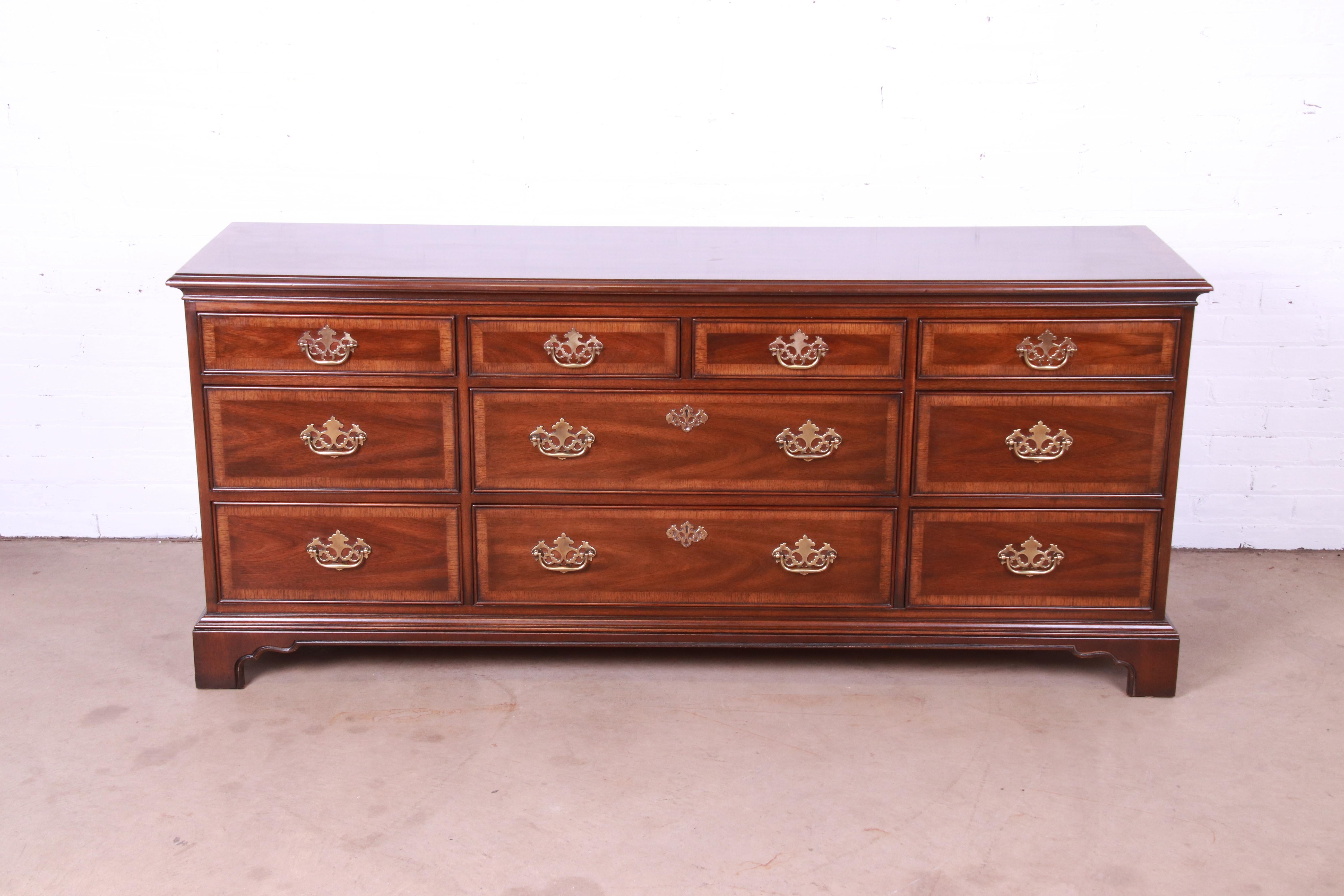 A gorgeous Georgian or Chippendale style ten-drawer dresser or credenza

By Drexel Heritage, 