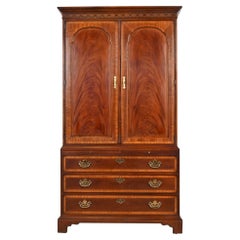 Drexel Heritage Georgian Carved Flame Mahogany Armoire Dresser