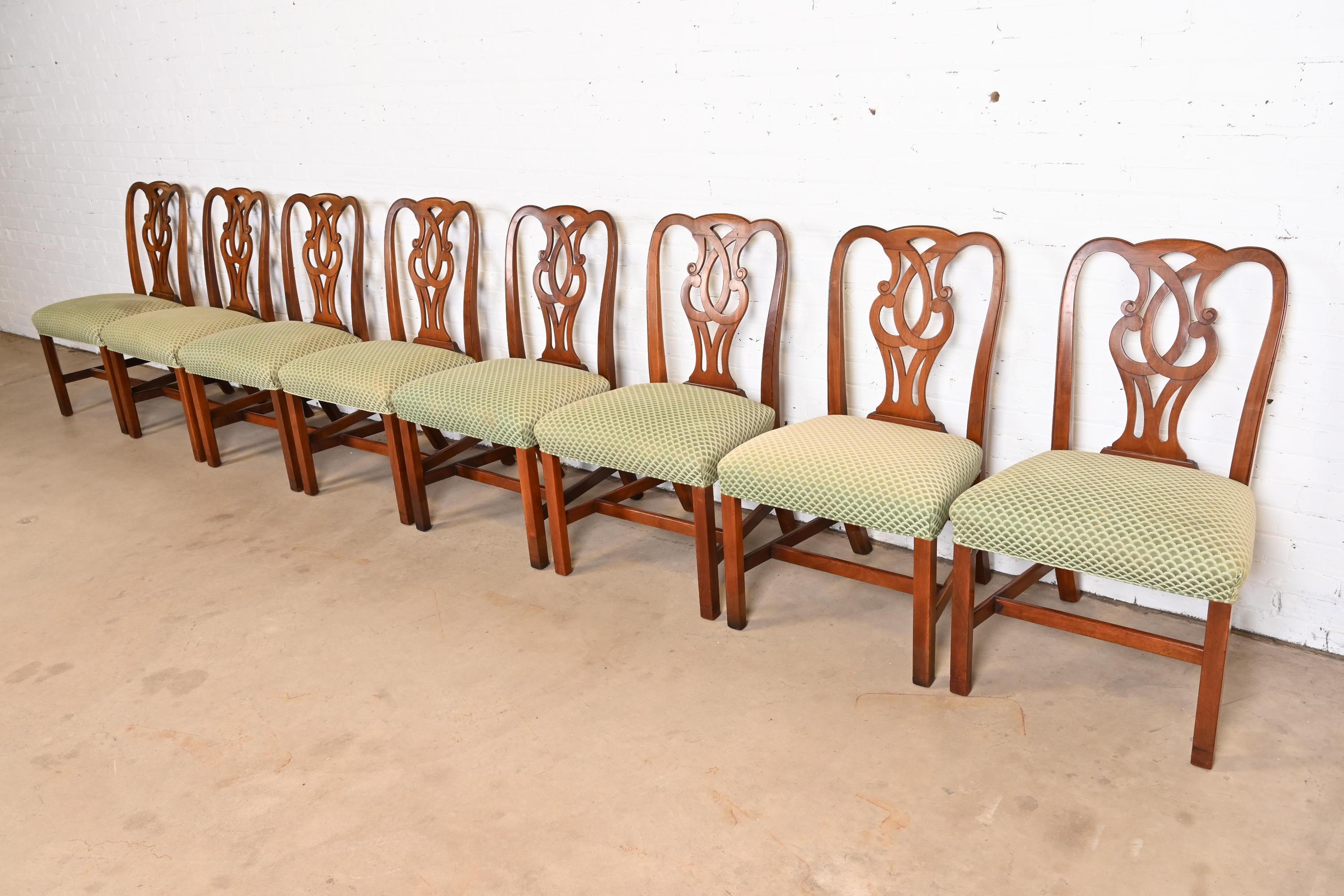 Drexel Heritage Georgian Carved Mahogany Dining Chairs, Set of Eight 1