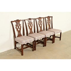 Drexel Heritage Georgian Carved Mahogany Dining Chairs, Set of Four