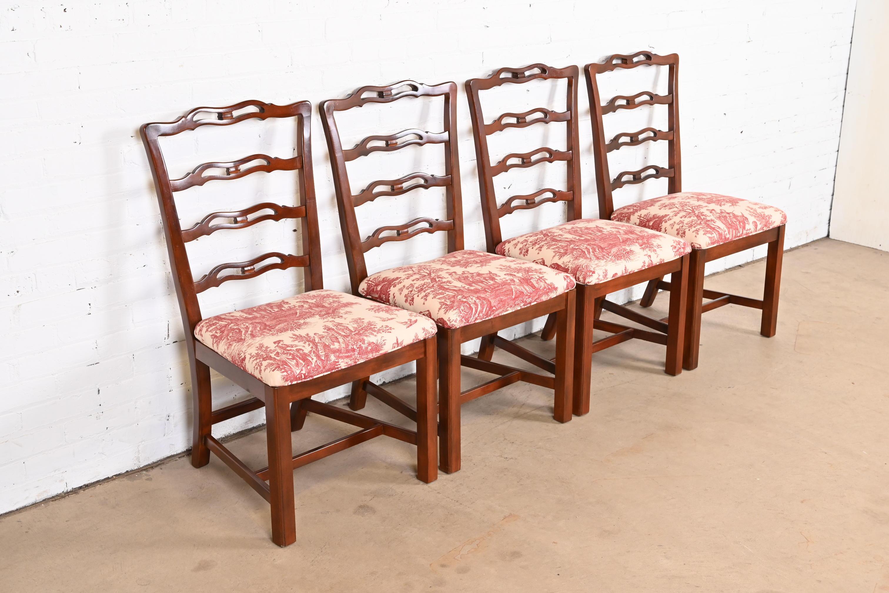 American Drexel Heritage Georgian Carved Mahogany Dining Chairs, Set of Four
