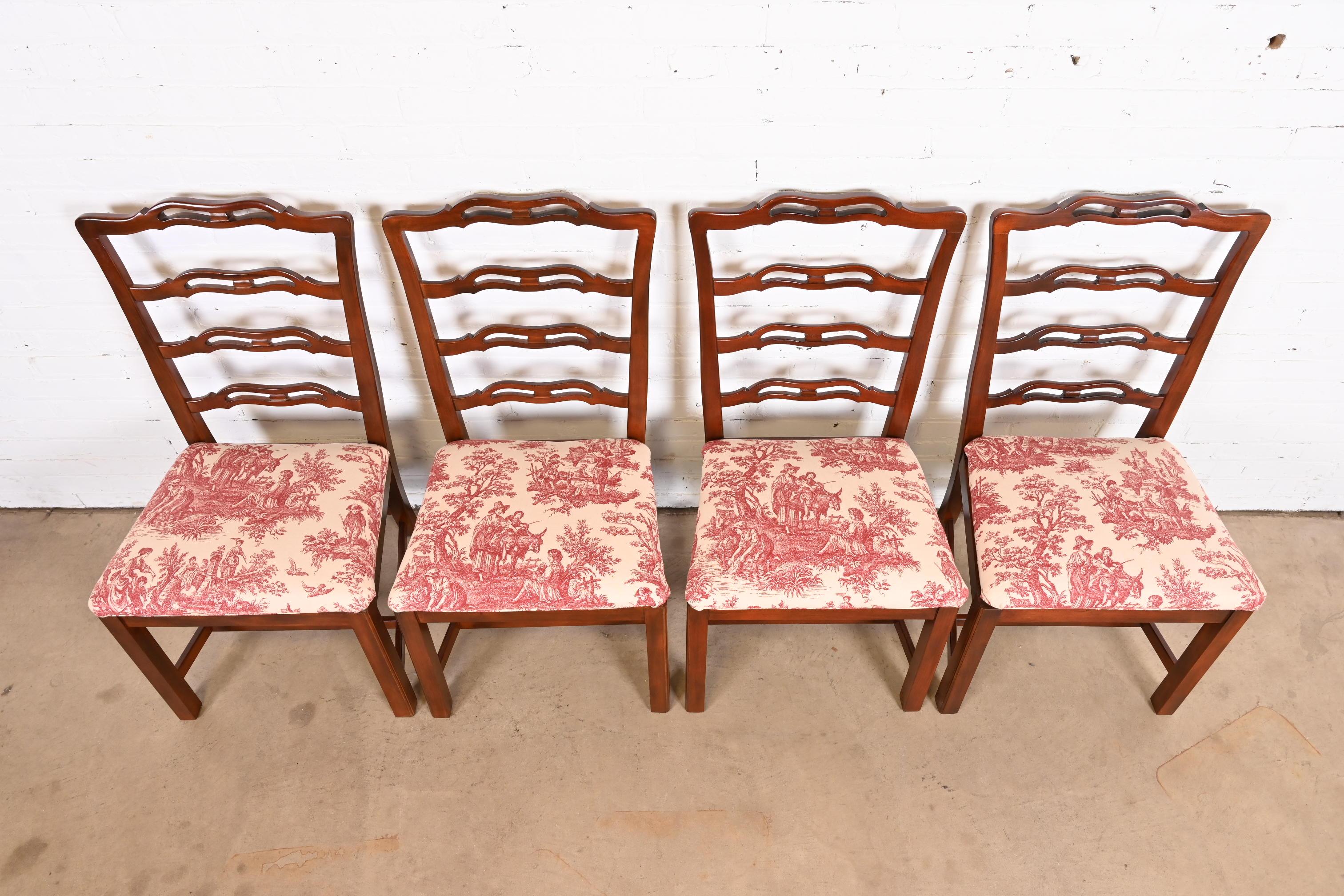 Late 20th Century Drexel Heritage Georgian Carved Mahogany Dining Chairs, Set of Four
