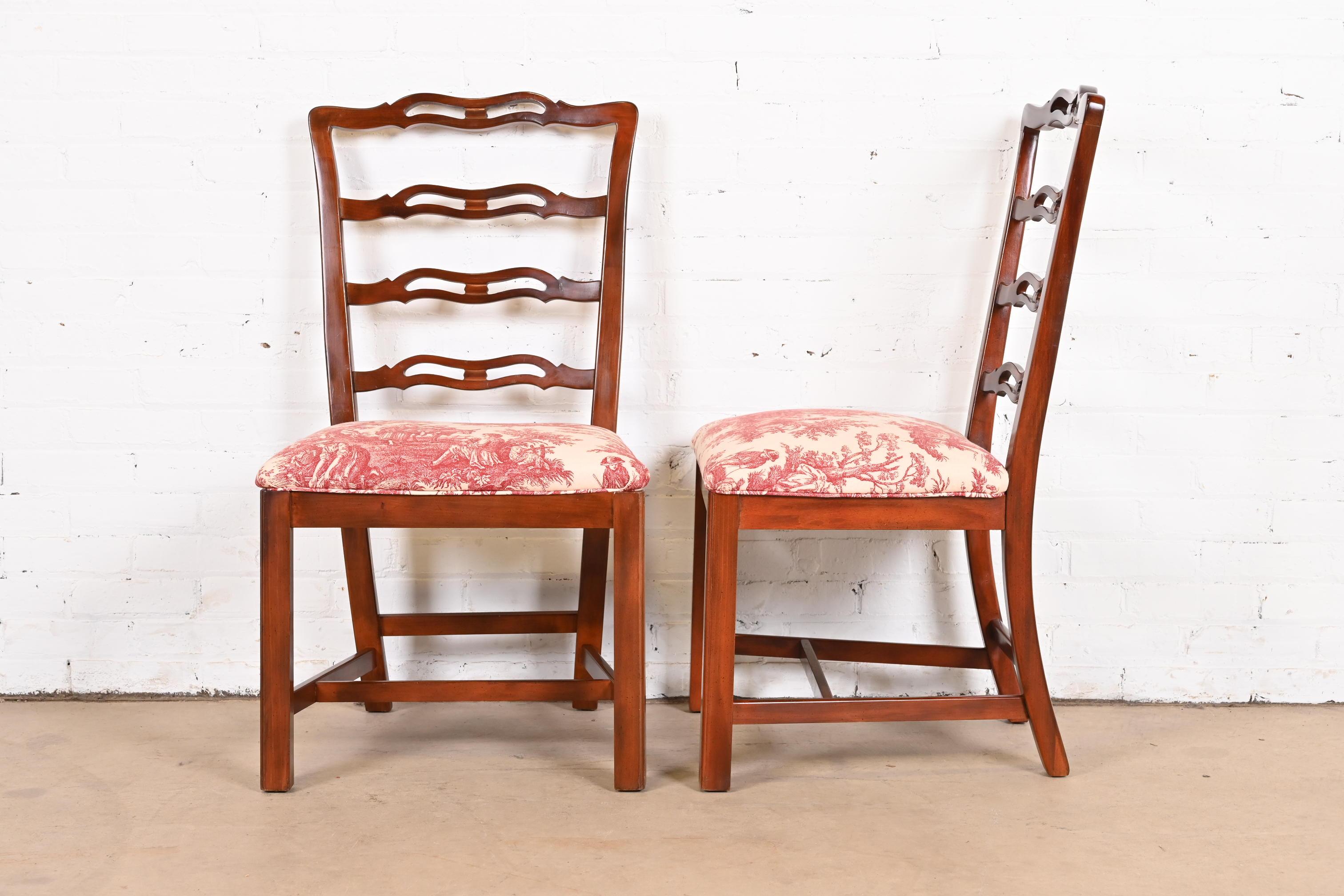 Upholstery Drexel Heritage Georgian Carved Mahogany Dining Chairs, Set of Four