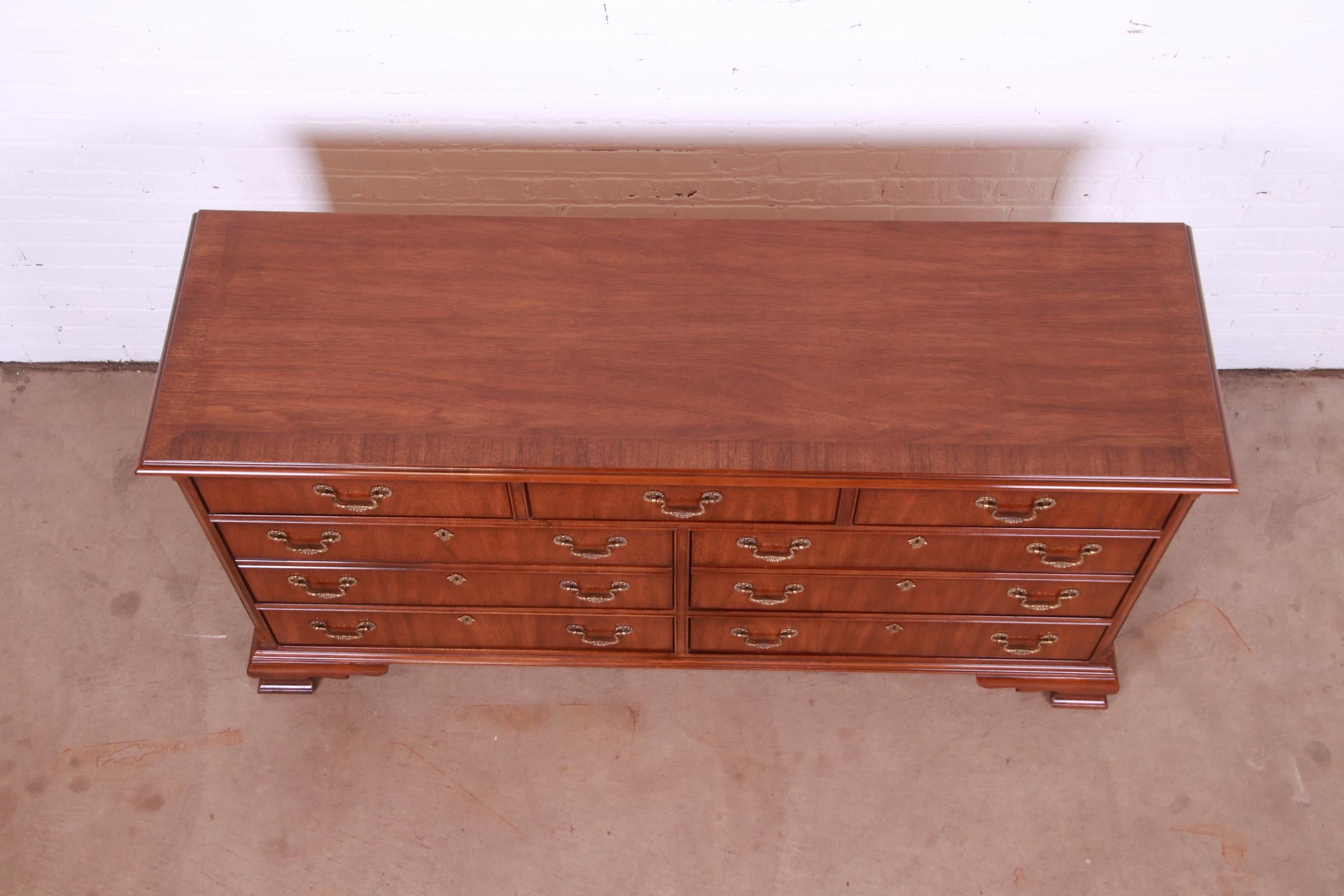 Drexel Heritage Georgian Carved Mahogany Dresser or Credenza For Sale 1