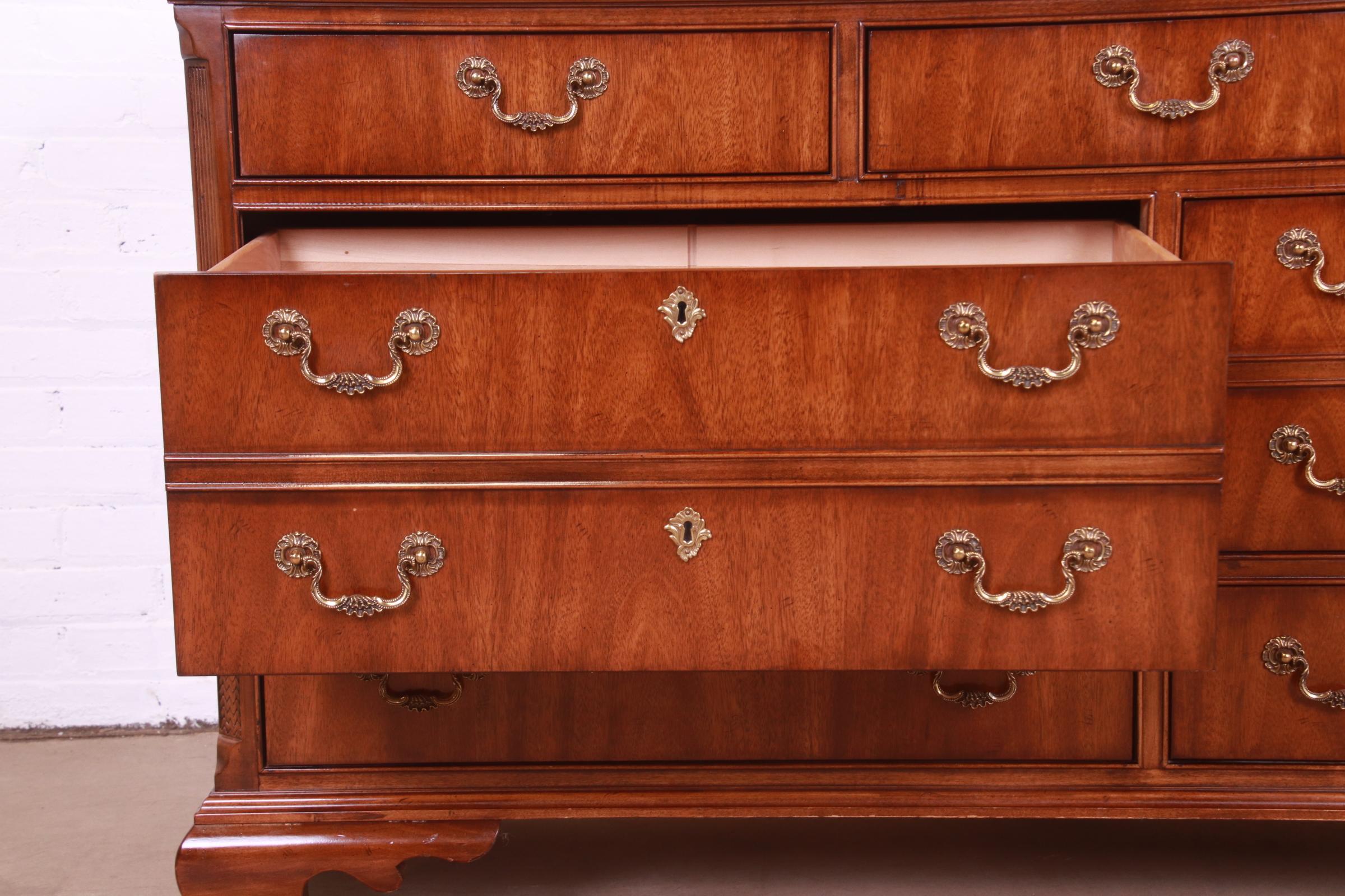 American Drexel Heritage Georgian Carved Mahogany Dresser or Credenza For Sale