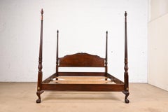 Drexel Heritage Georgian Carved Mahogany King Size Poster Bed