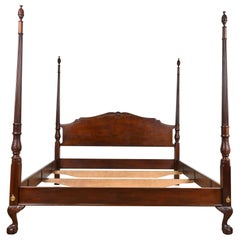 Drexel Heritage Georgian Carved Mahogany King Size Poster Bed