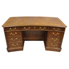Drexel Heritage Georgian Chippendale Style Inlaid Mahogany Executive Office Desk