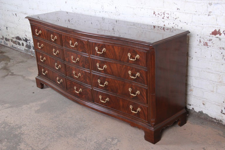 Drexel Heritage Flame Mahogany Twelve Drawer Triple Dresser or