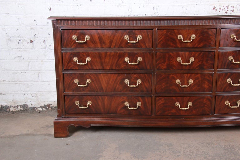 Drexel Heritage Flame Mahogany Twelve Drawer Triple Dresser or