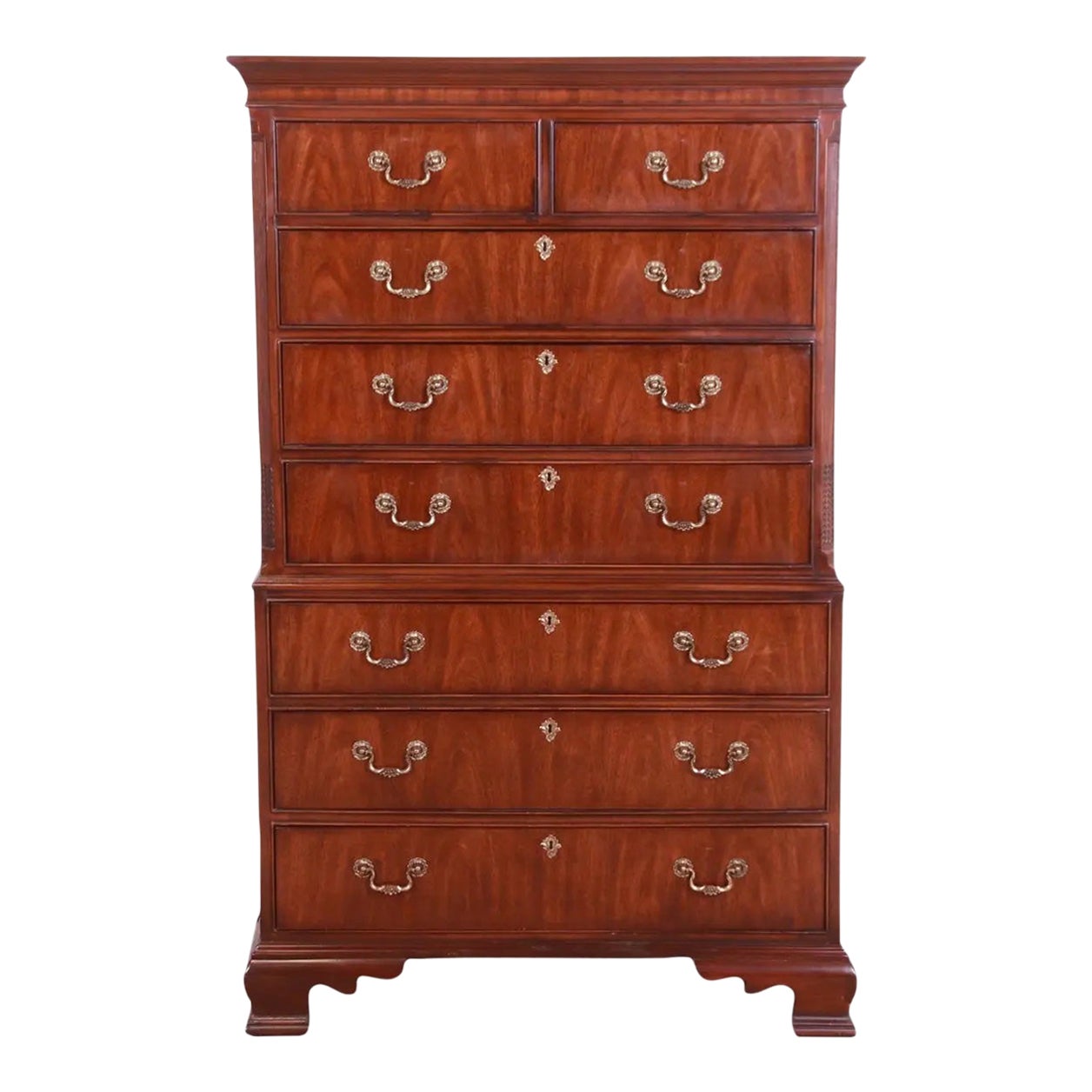 Drexel Heritage Georgian Mahogany Chest on Chest Highboy Dresser