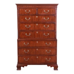 Drexel Heritage Georgian Mahogany Chest on Chest Highboy Dresser