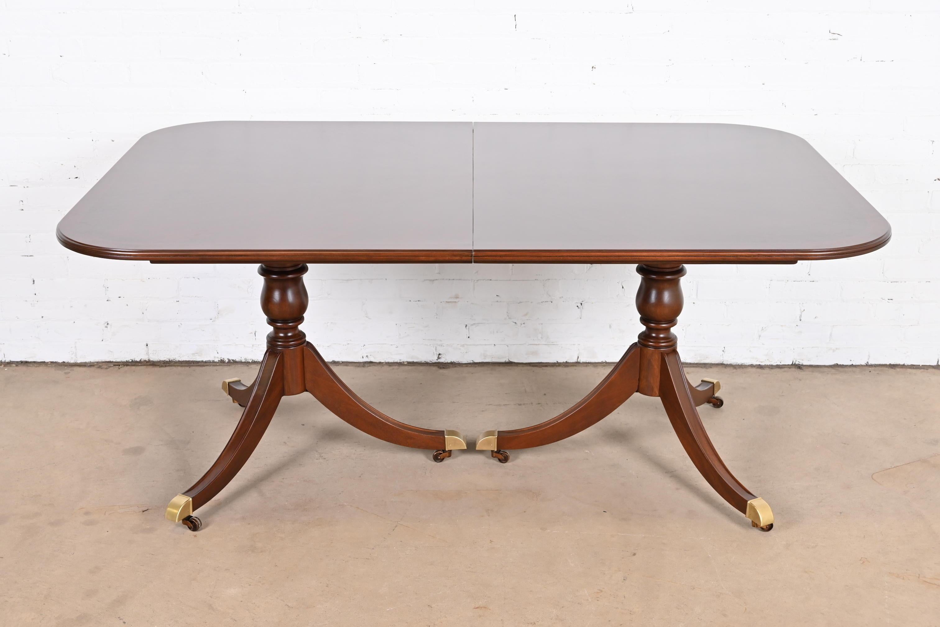 Drexel Heritage Georgian Mahogany Double Pedestal Dining Table, Newly Refinished 4