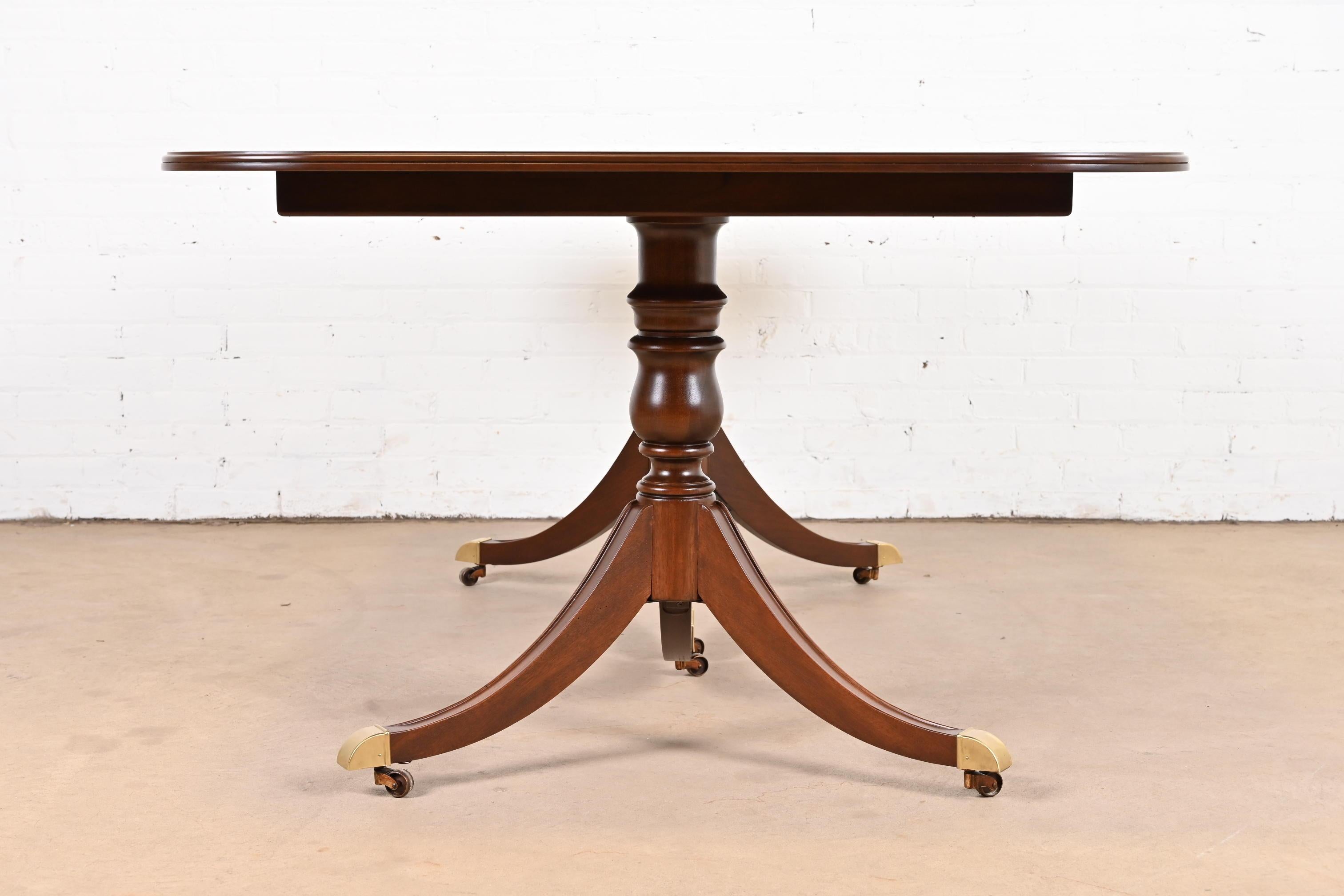 Drexel Heritage Georgian Mahogany Double Pedestal Dining Table, Newly Refinished 9