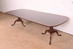 Drexel Heritage Georgian Mahogany Double Pedestal Dining Table, Newly Refinished