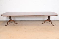 Drexel Heritage Georgian Mahogany Double Pedestal Dining Table, Newly Refinished