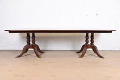 Drexel Heritage Georgian Mahogany Double Pedestal Dining Table, Newly Refinished