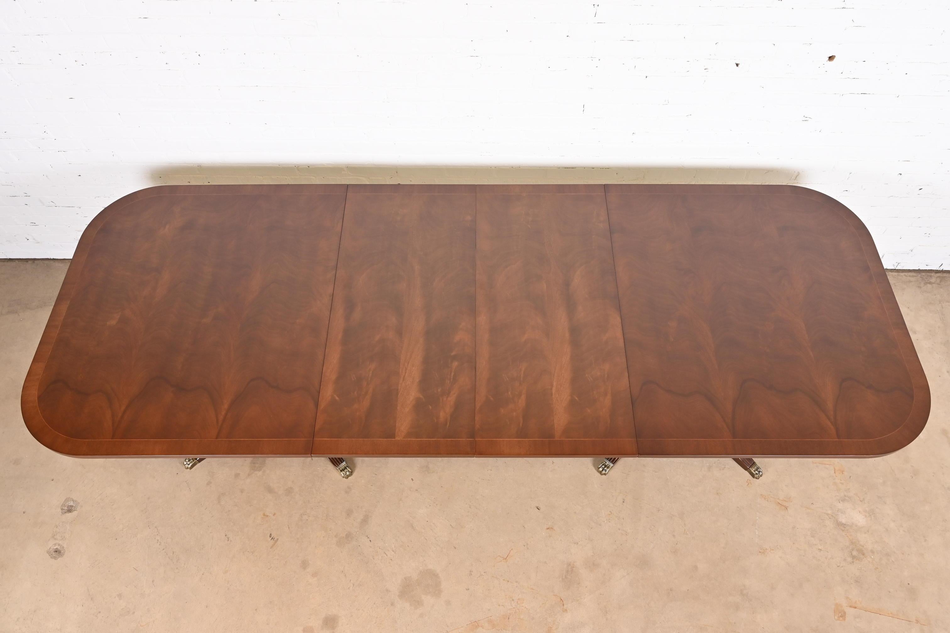 Drexel Heritage Georgian Mahogany Double Pedestal Dining Table, Newly Refinished 2