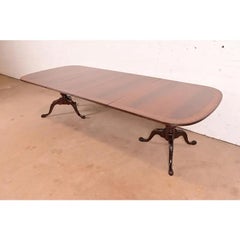 Drexel Heritage Georgian Mahogany Pedestal Dining Table, Newly Refinished