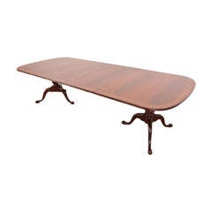 Drexel Heritage Georgian Mahogany Pedestal Dining Table, Newly Refinished