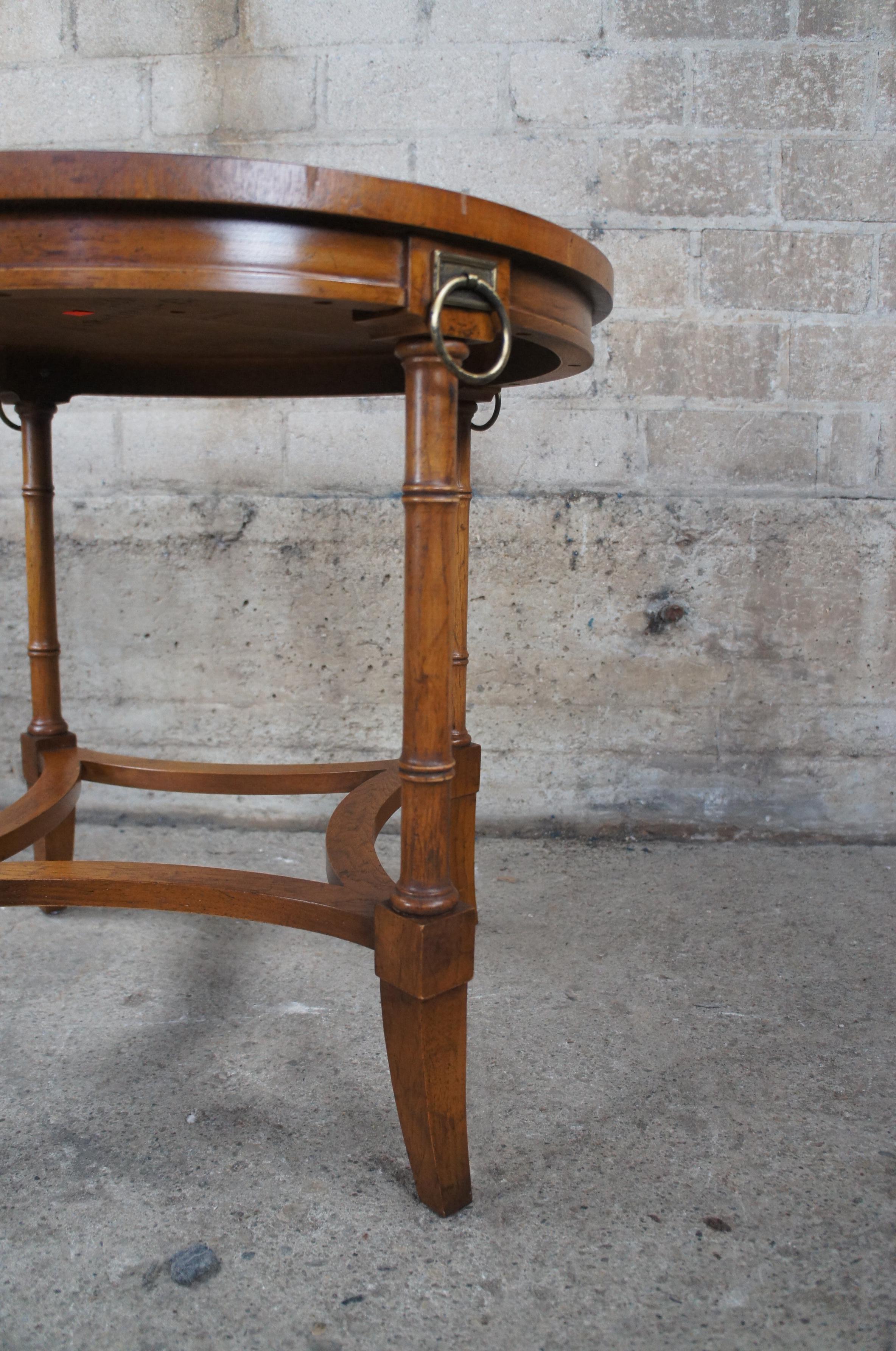 Drexel Heritage Grand Tour French Empire Campaign Style Walnut Side Accent Table In Good Condition In Dayton, OH