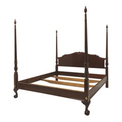 DREXEL HERITAGE Heirlooms Flame Mahogany Chippendale King Size Four Poster Bed