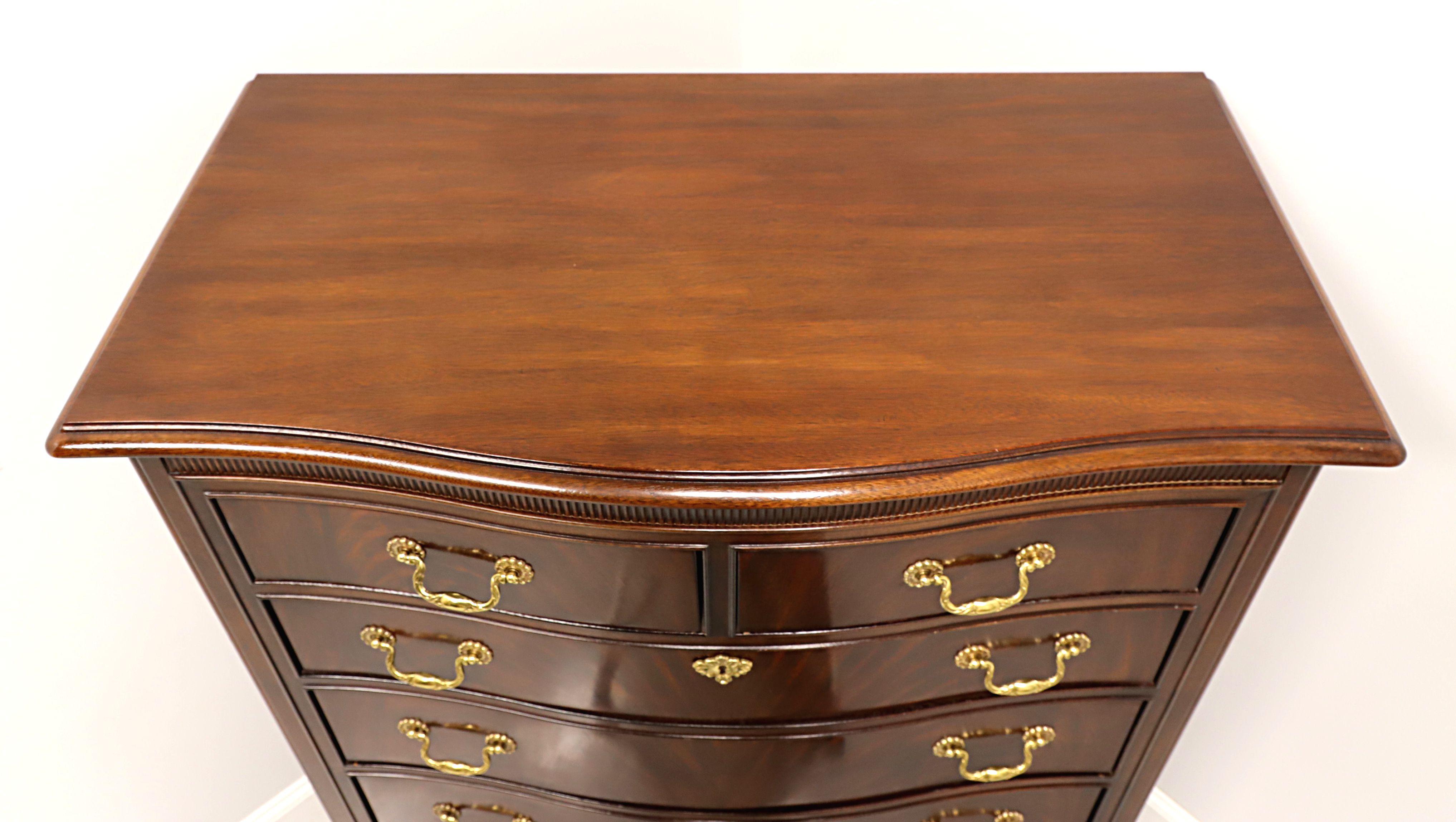 Brass DREXEL HERITAGE Heirlooms Flame Mahogany Chippendale Serpentine Chest of Drawers