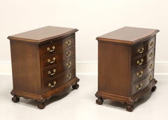 DREXEL HERITAGE Heirlooms Flame Mahogany Chippendale Serpentine Nightstands-Pair