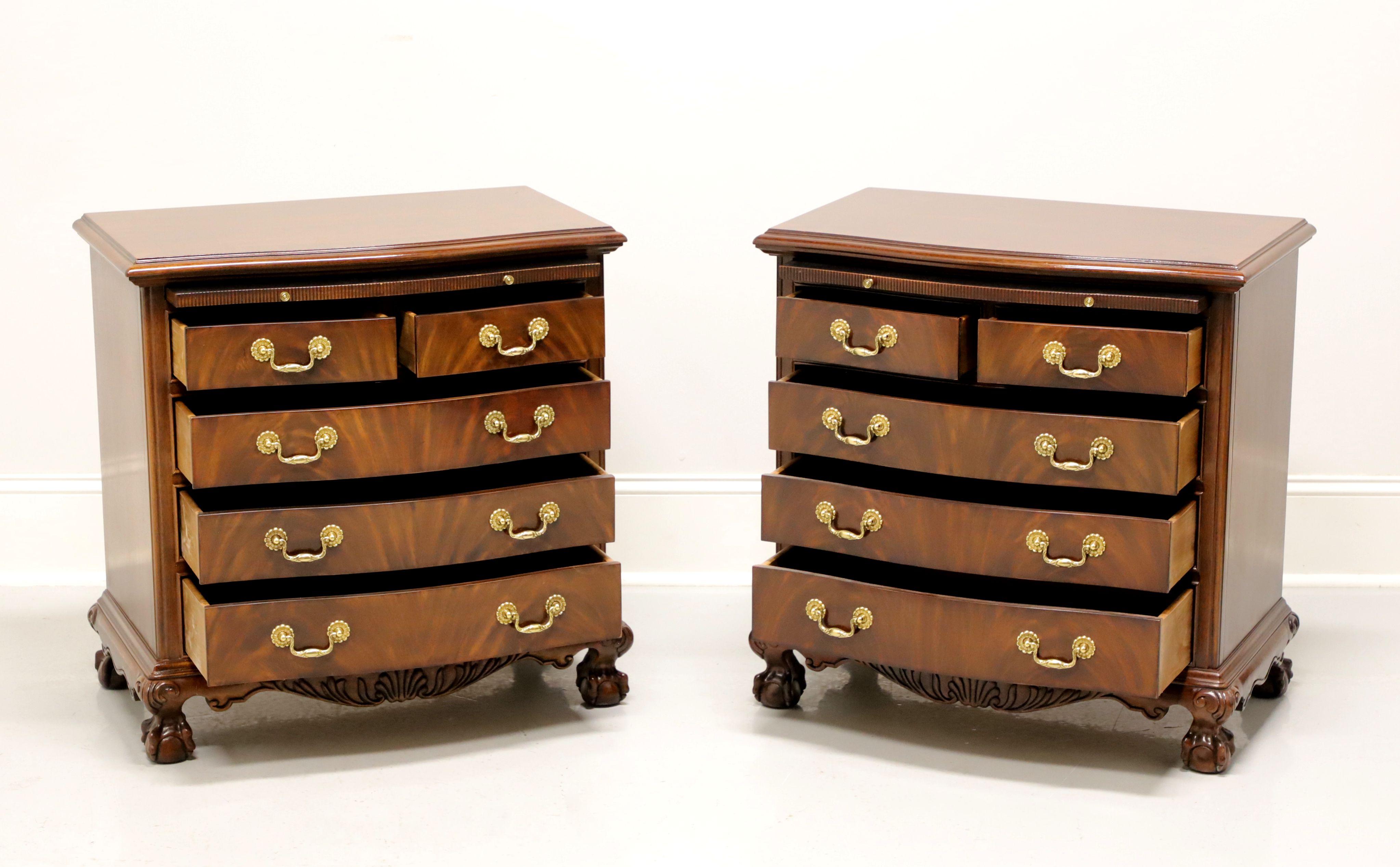 Contemporary DREXEL HERITAGE Heirlooms Flame Mahogany Chippendale Serpentine Nightstands-Pair