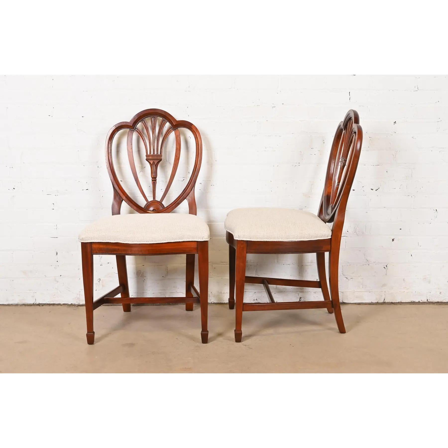 Drexel Heritage Hepplewhite Carved Mahogany Dining Chairs, Set of Eight 4